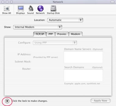 Mac OS X - Locked Network Preferences